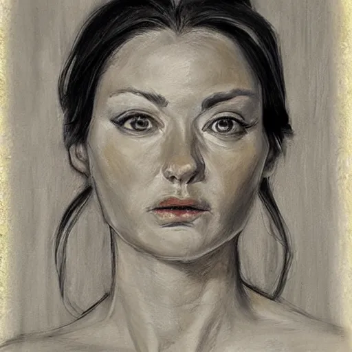 Image similar to realistic! portrait studies of a woman!! in a museum! gallery, grim, solitary! by jane atche - h 8 0 0