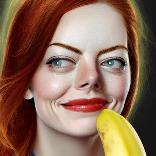 Image similar to a banana woman that has the face of emma stone on it, dalle 2 reference