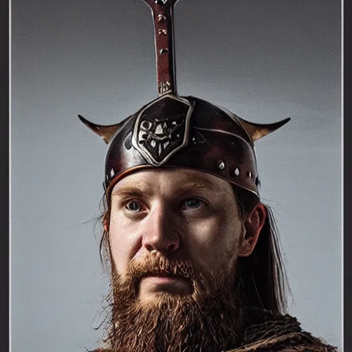 Image similar to a Viking warrior portrait, half frame