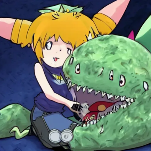 Image similar to wendimon digimon monster eating shuuji