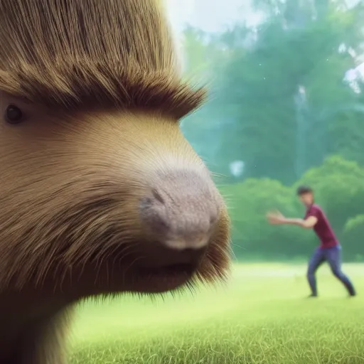 Prompt: hyperrealistic dslr film still of justin bieber smile with giant teeth of a capybara, stunning 8 k octane comprehensive 3 d render, inspired by istvan sandorfi & greg rutkowski & unreal engine, perfect facial symmetry, dim volumetric cinematic lighting, extremely hyper - detailed, incredibly real lifelike attributes & flesh texture, intricate, masterpiece, artstation, stunning