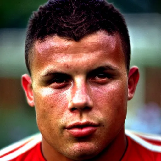 Image similar to real ronaldo nazario head and shoulders portrait by steve mccurry, year 2 0 0 0