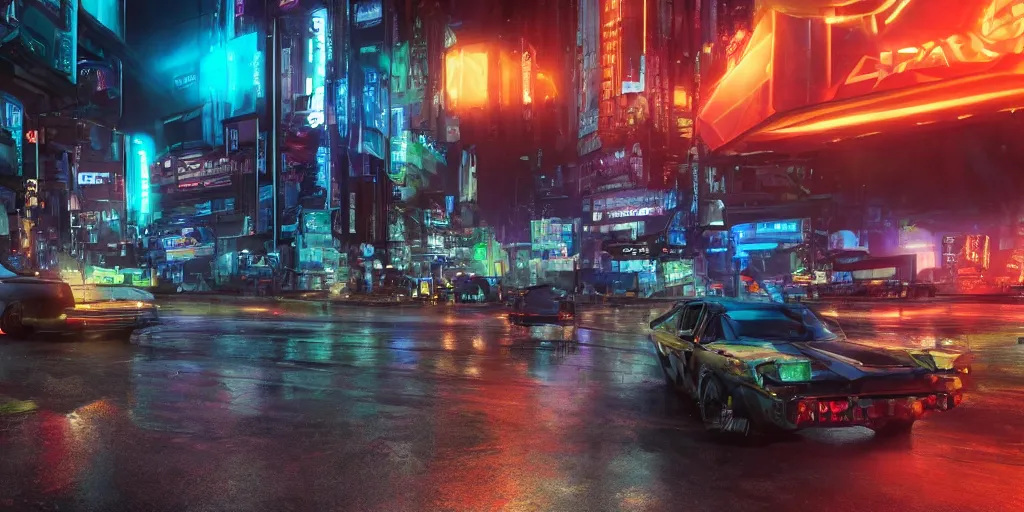 Prompt: a 3 d rendered in unreal engine guatemalan cyberpunk city with flying cars with neon ads and signs with evocative dramatic mood with blade runner vibe with cars and floating vehicles with motion blur with depth of field with bloom with lightshaft with volumetric lights, fog, by jeremy mann, oscar winning graphics, photo realistic, bloom, imax, dynamic lighting, artstation,