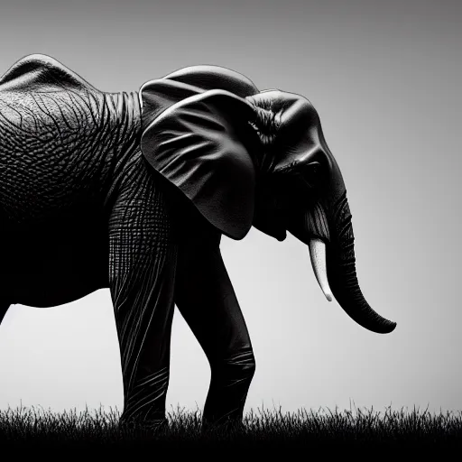 Image similar to synthwave elephant, sharp focus, 8 k, high details, gray backdrop