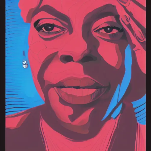 Image similar to portrait of nina simone by petros afshar, hyper real, laurie greasley, jc leyendecker and singer sargent