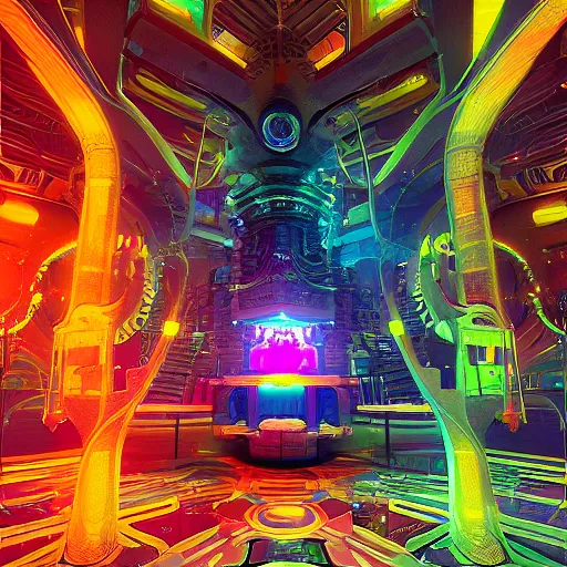 Prompt: “sci fi temple of the divine machine intelligence, beautiful detailed visionary digital art with modern colors by Maciej Rebisz, Lisa Frank and Beeple”