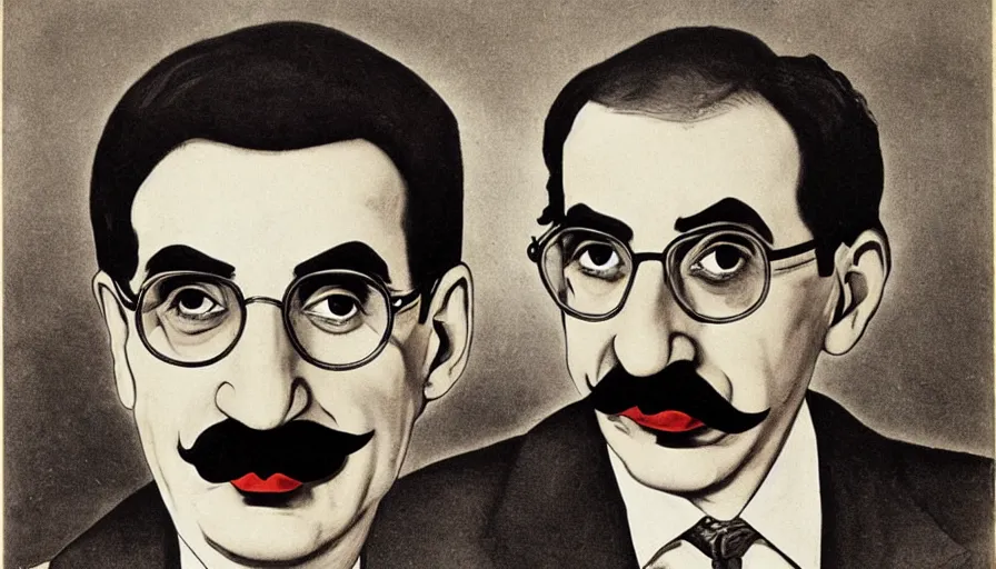 Image similar to art nouveau portrait of groucho marx