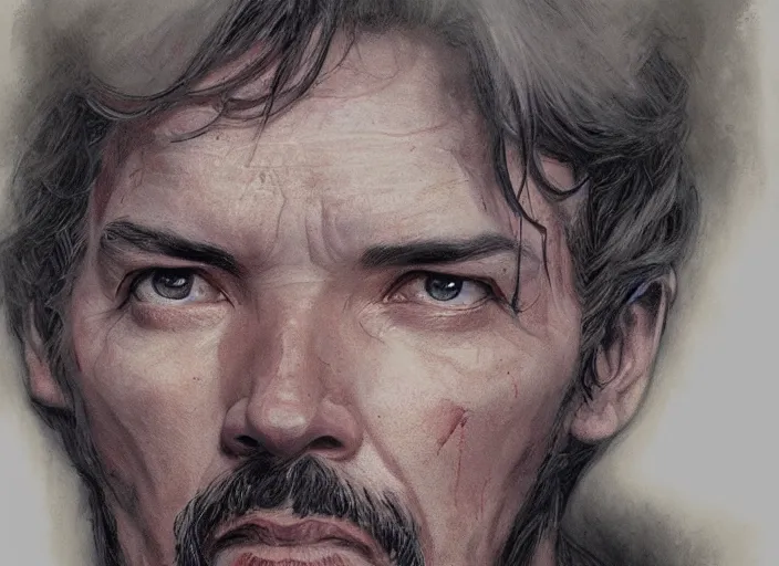 Image similar to a highly detailed dead portrait of stephen strange, james gurney, james jean