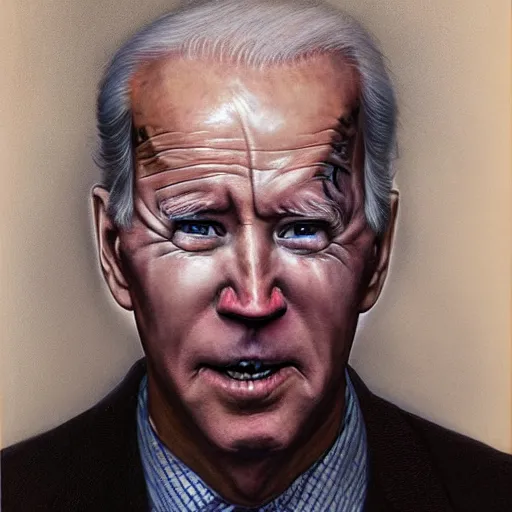 Prompt: presidential portrait of joe biden with smoking eyes and mouth as slenderman, by beksinski, jon mcnaughton, and stephen gammell