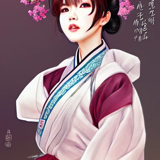 Prompt: Jimin bts in traditional hanbok clothing, by Lim Chuan Shin, rossdraws, artgerm and Mandy jergens