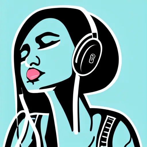 Image similar to a beautiful illustration of a woman in with headphones dancing by jason brooks, hed kandi, adobe illustrator