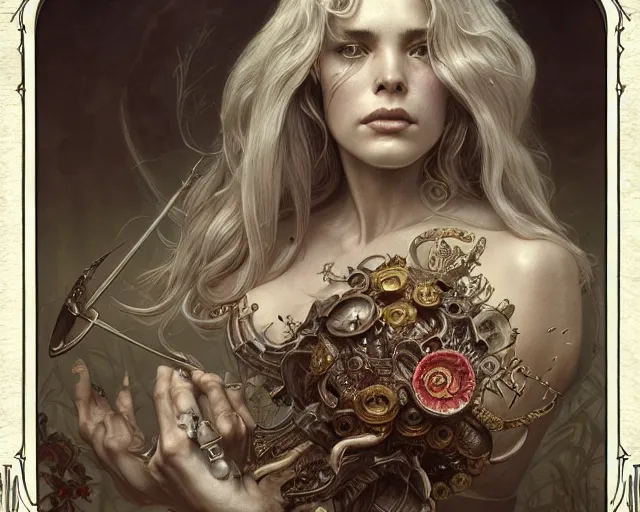 Image similar to photography of laurie lipton, deep focus, d & d, fantasy, intricate, elegant, highly detailed, digital painting, artstation, concept art, matte, sharp focus, illustration, hearthstone, art by artgerm and greg rutkowski and alphonse mucha