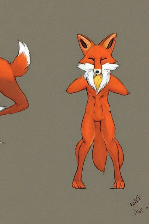 Image similar to an anthropomorphic fox, fursona!!! by don bluth, by kawacy, trending on artstation, full body