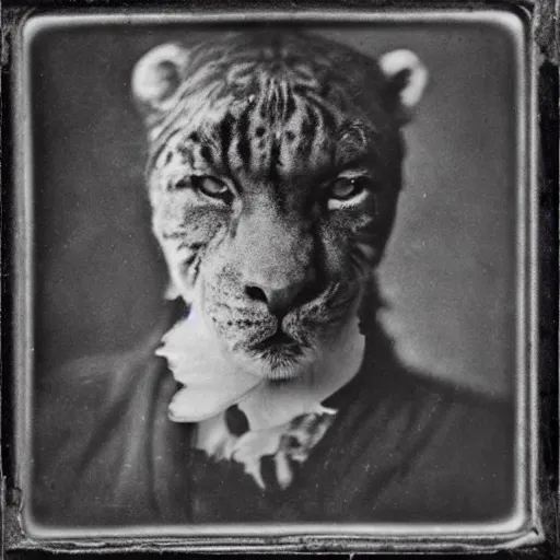 Prompt: island of Doctor Moreau deformed animal human hybrids highly focused detailed daguerreotype photo