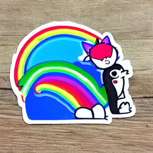 Prompt: cute rainbow cat sticker