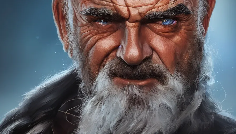 Image similar to Sean Connery as Odin, hyperdetailed, artstation, cgsociety, 8k