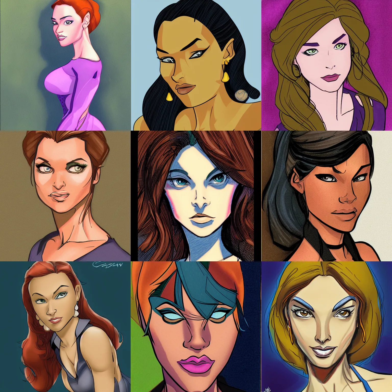 Prompt: beautiful woman portrait, colored, by Greg Weisman