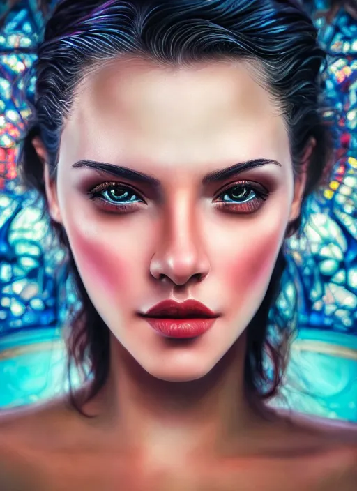 Prompt: photo of a gorgeous young woman in the style of stefan kostic and david la chapelle, realistic, salacious, sharp focus, 8 k high definition, 3 5 mm film photography, photo realistic, insanely detailed, intricate, elegant, art by stanley lau and artgerm