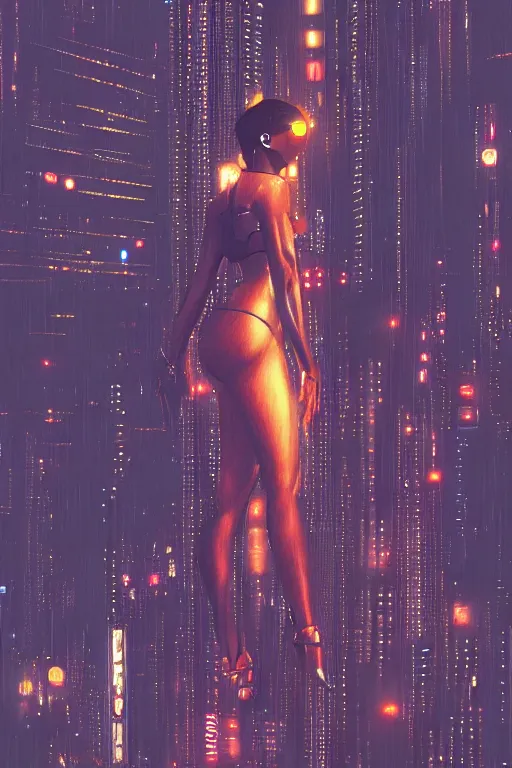 Image similar to a beautiful young Black woman, cyberpunk, Blade Runner city background, highly detailed, artstation, illustration, art by Gustav Klimt