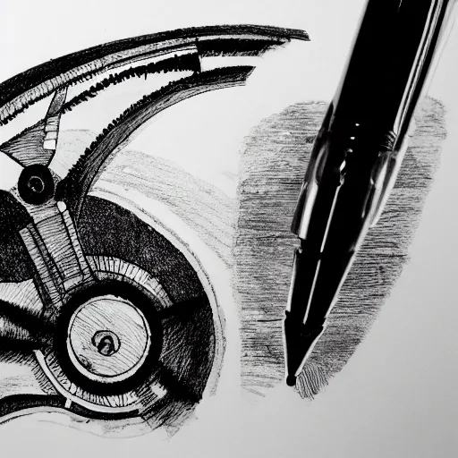 Prompt: ink pen drawing of compliant mechanism