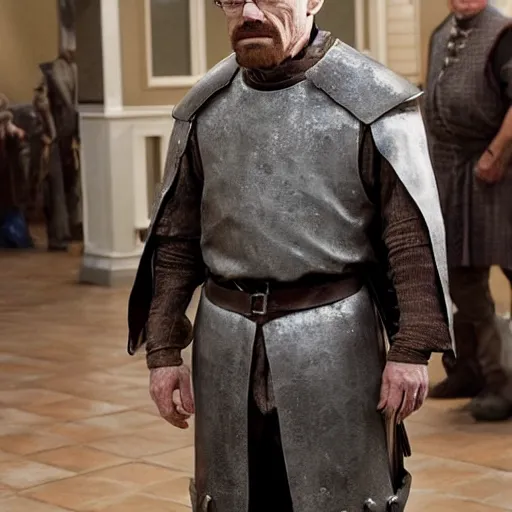 Image similar to walter white dresses like a knight from game of thrones