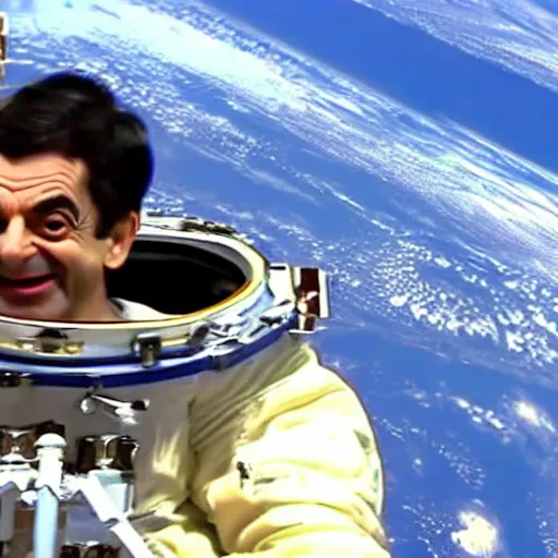 Image similar to Mr Bean's hilarious hijinx on the international space station