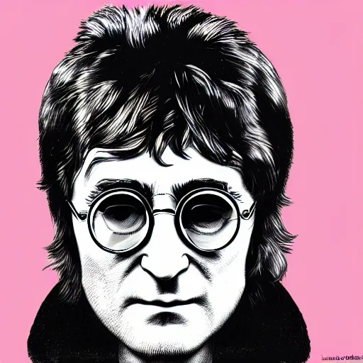 Image similar to 4k image of John Lennon drawn by Jamie Hewlett, digital art, detailed