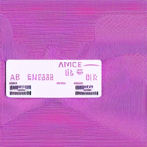 Image similar to vector graphic design of pale pink airline tickets that read “ to the metaverse ” in bold text, alien ar code and e - ink display, highly detailed, no noise, coherent language