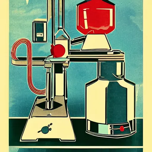 Image similar to artdeco retro image of retro chemistry school equipment