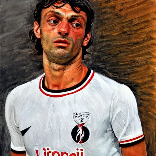 Prompt: high quality high detail painting by lucian freud, hd, portrait of paolo maldini