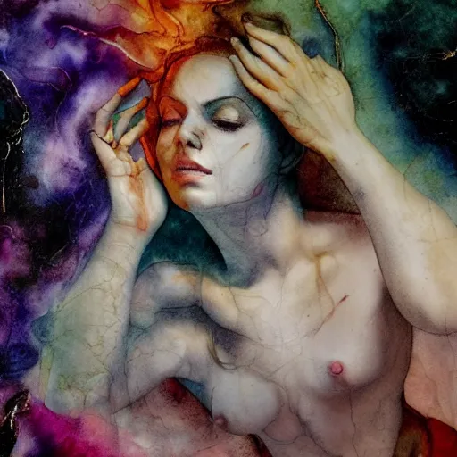 Image similar to the energy of dreams, 8 k resolution, beautiful, dark ambient, neoplasticism art, marvel comics dslr hdr, art by artemisia gentileschi, water color