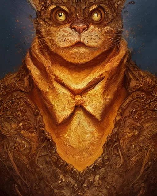 Image similar to portrait of Garfield as a large Lovcraftian monster, fantasy, intricate, elegant, highly detailed, digital painting, artstation, concept art, smooth, sharp focus, illustration, art by artgerm and greg rutkowski