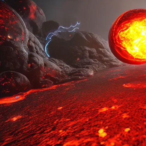 Prompt: a sphere of molten core, melting sphere, glowing magma sphere, lava sphere, unreal engine, highly detailed, epic