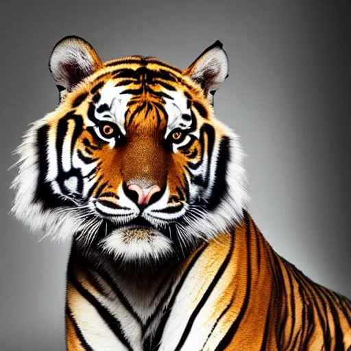 Image similar to portrait photograph of a tiger, editorial story, Vogue Italy, editorial photography