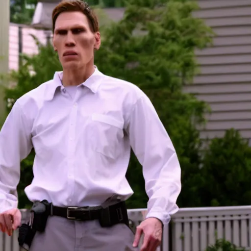 Image similar to Live Action Still of Jerma in Breaking Bad, real life, hyperrealistic, ultra realistic, realistic, highly detailed, epic, HD quality, 8k resolution, body and headshot, film still