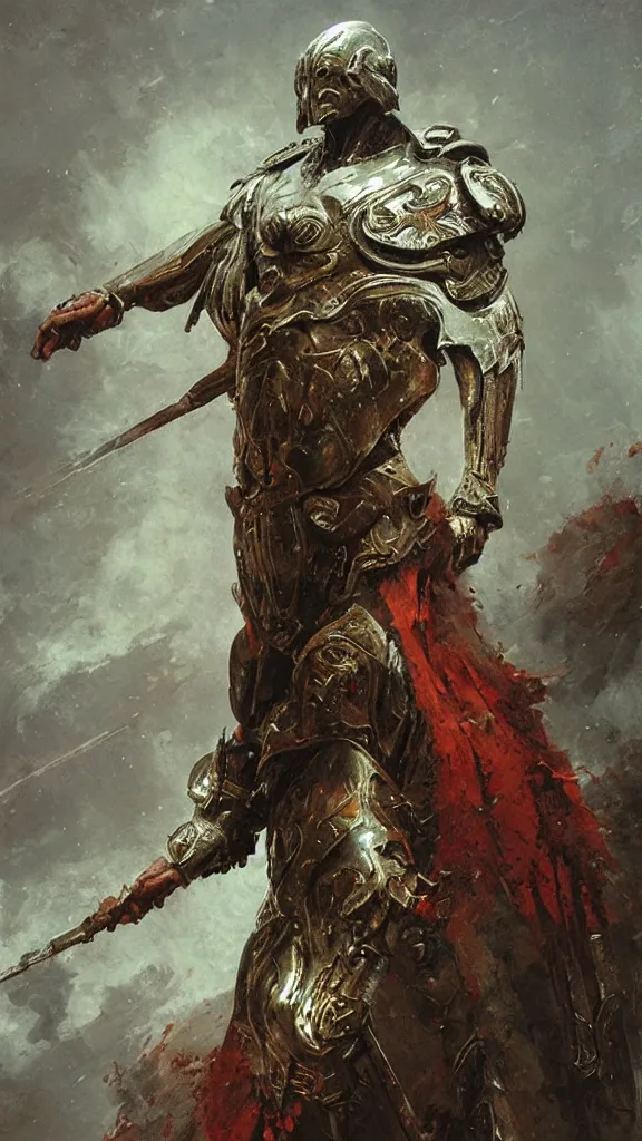 Image similar to zeus god, wearing thunder armor, greek ornamented armor, beksinski, ruan jia, weta workshop concept art