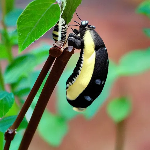 Prompt: eastern swallowtail caterpillar, green fat caterpillar cute