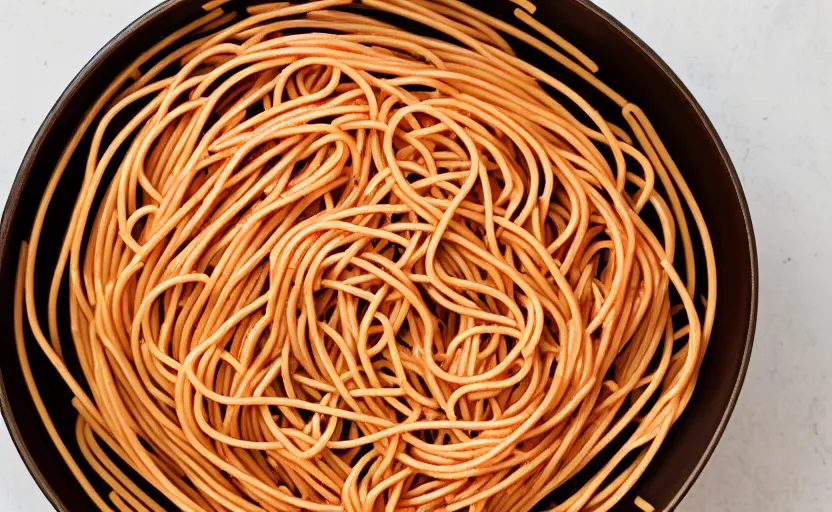 Prompt: top view of a spaghetti bowl, natural light, cinematic lighting, 8 k