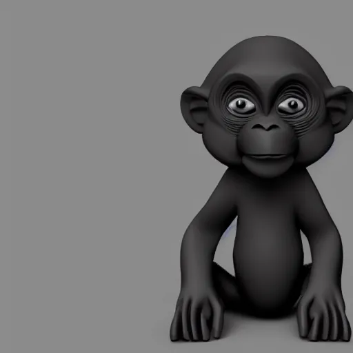 Prompt: a 3 d model of a monkey with no color with a black background and shaders