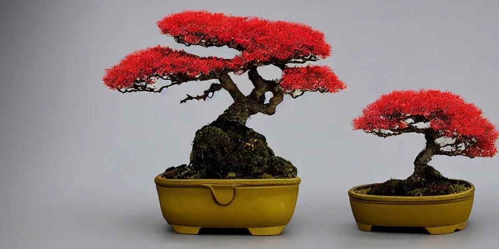 Prompt: velvet bonsai tree in glass