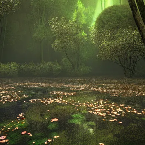 Prompt: ultra realistic beautiful underwater sakura forest clearing techno art