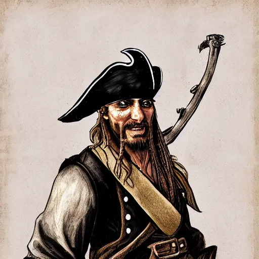 Prompt: pirate in the style of jakob martin strid