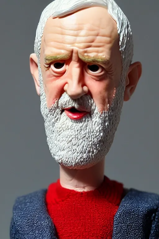 Image similar to a jeremy corbyn action figure, product photo, highly detailed, hd, 4 k
