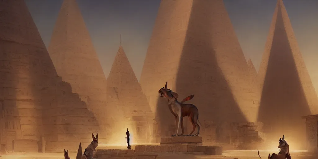 Image similar to anubis in egypt temple, sharp focus, wide shot, trending on artstation, masterpiece by greg rutkowski by ross tran by fenghua zho