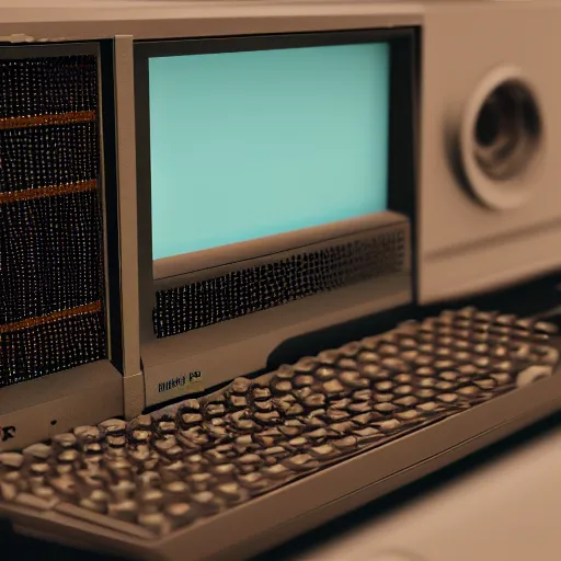 Prompt: photo of a vintage computer terminal 4 k octane render photorealistic movie grade quality