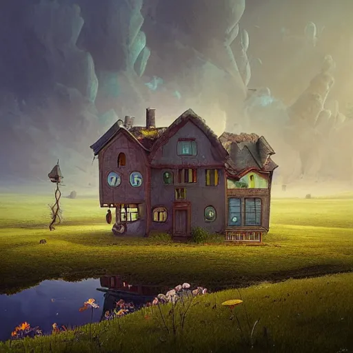 Image similar to an intriguing building in a beautiful landscape by gediminas pranckevicius