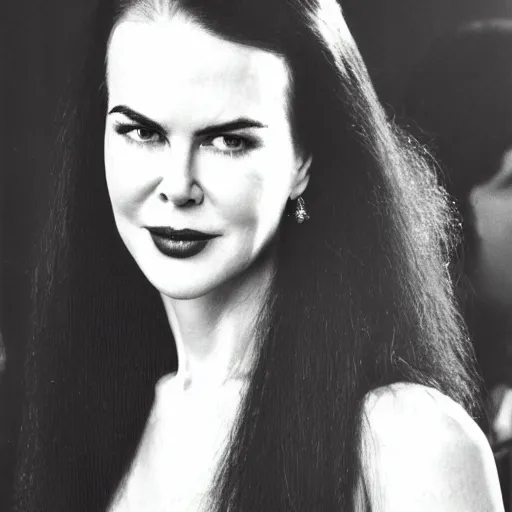 Image similar to face of black hair, young Nicole Kidman