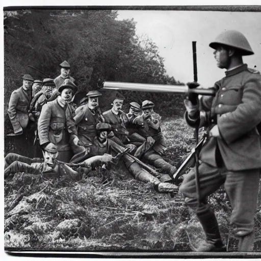 Prompt: historical picture world war one soldiers with laser saber