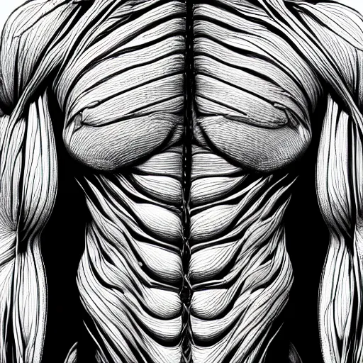 Prompt: detailed realistic illustration of damaged muscle fibres