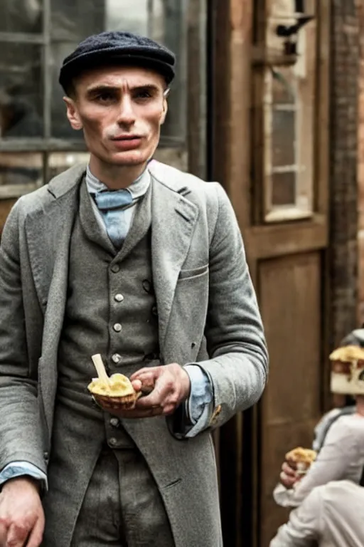 Prompt: thomas shelby selling ice cream